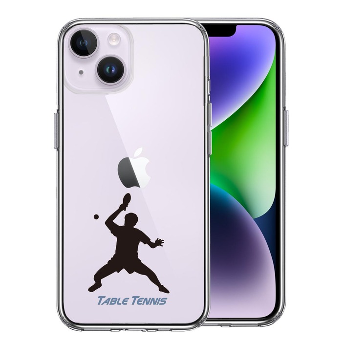 iPhone14 ケース クリア 卓球 スマッシュ スマホケース 側面ソフト 背面ハード ハイブリッド -0