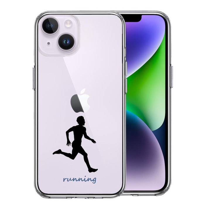 iPhone14Plus ケース クリア ランニング 2 スマホケース 側面ソフト 背面ハード ハイブリッド -0