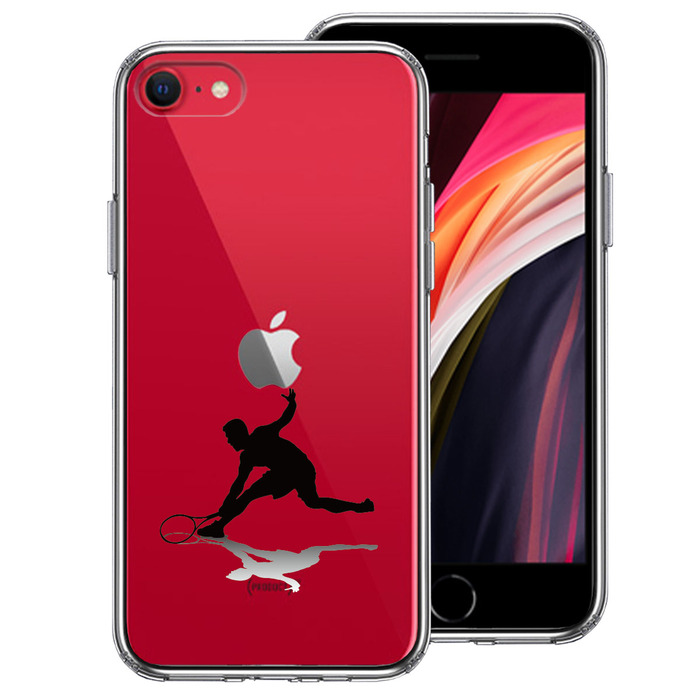 iPhoneSE ケース 第3世代 第2世代 クリア テニス レシーブ スマホケース 側面ソフト 背面ハード ハイブリッド -0