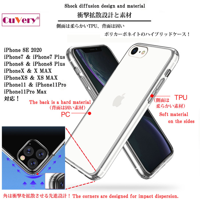 iPhoneSE ケース 第3世代 第2世代 クリア テニス レシーブ スマホケース 側面ソフト 背面ハード ハイブリッド -4