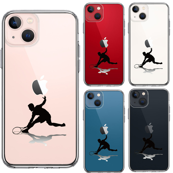 iPhone13mini ケース クリア テニス レシーブ スマホケース 側面ソフト 背面ハード ハイブリッド -1