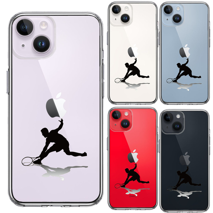iPhone14 ケース クリア テニス レシーブ スマホケース 側面ソフト 背面ハード ハイブリッド -1