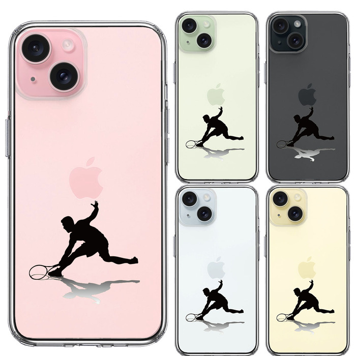 iPhone15 ケース クリア テニス レシーブ スマホケース 側面ソフト 背面ハード ハイブリッド -1