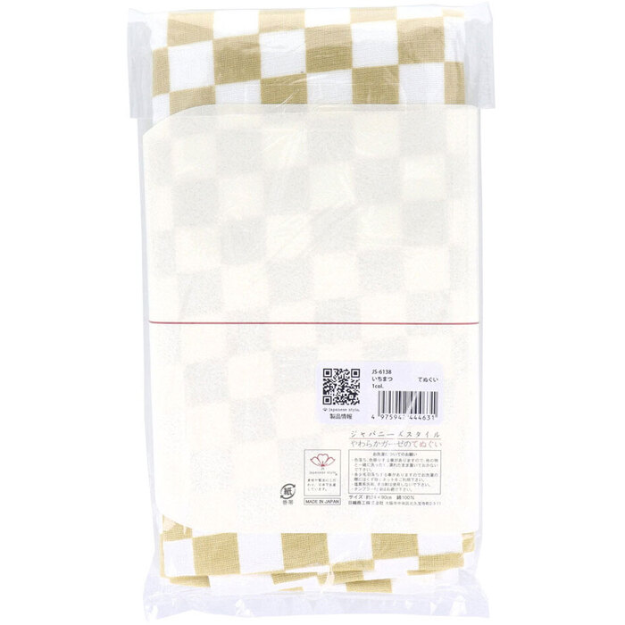 ジャパニーズスタイル 小紋 やわらかガーゼのてぬぐい いちまつ 約34×90CM JS 6138 1枚入 5個セット-1