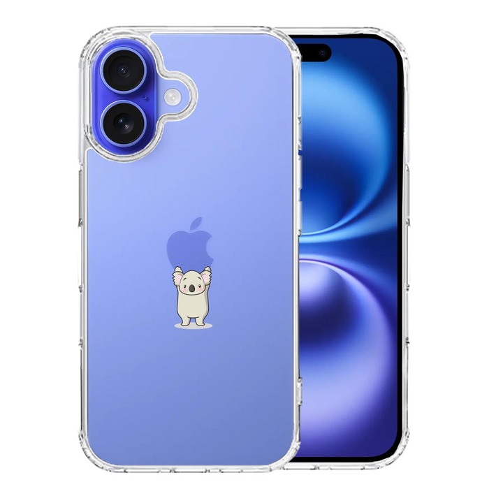 iPhone16 ケース クリア コアラ アップル 重量挙げ 並感