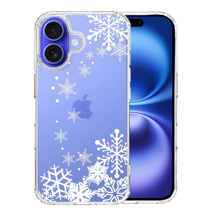 iPhone16 ケース クリア 雪の結晶 スマホケース 側面ソフト 背面ハード ハイブリッド -0