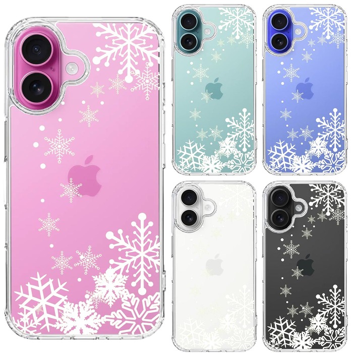 iPhone16 ケース クリア 雪の結晶 スマホケース 側面ソフト 背面ハード ハイブリッド -1
