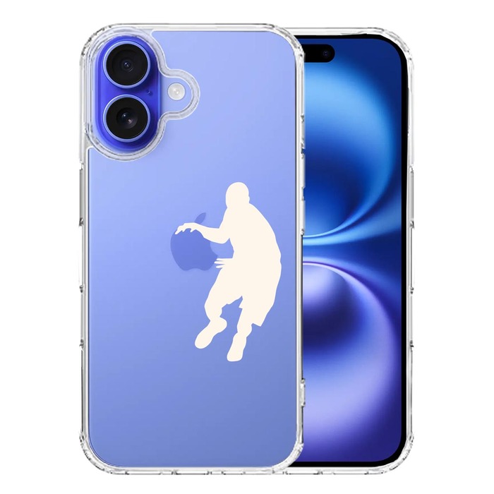 iPhone16 ケース クリア バスケット リブル ホワイト スマホケース 側面ソフト 背面ハード ハイブリッド -0