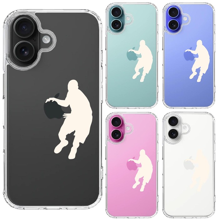 iPhone16 ケース クリア バスケット リブル ホワイト スマホケース 側面ソフト 背面ハード ハイブリッド -1
