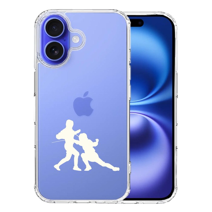 iPhone16 ケース クリア フェンシング ホワイト スマホケース 側面ソフト 背面ハード ハイブリッド -0