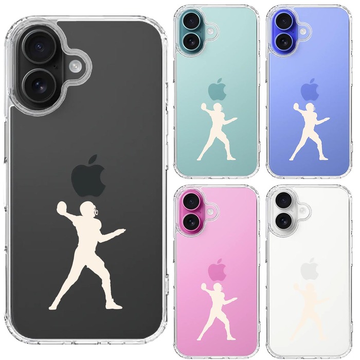 iPhone16 ケース クリア クォーターバック ホワイト スマホケース 側面ソフト 背面ハード ハイブリッド -1