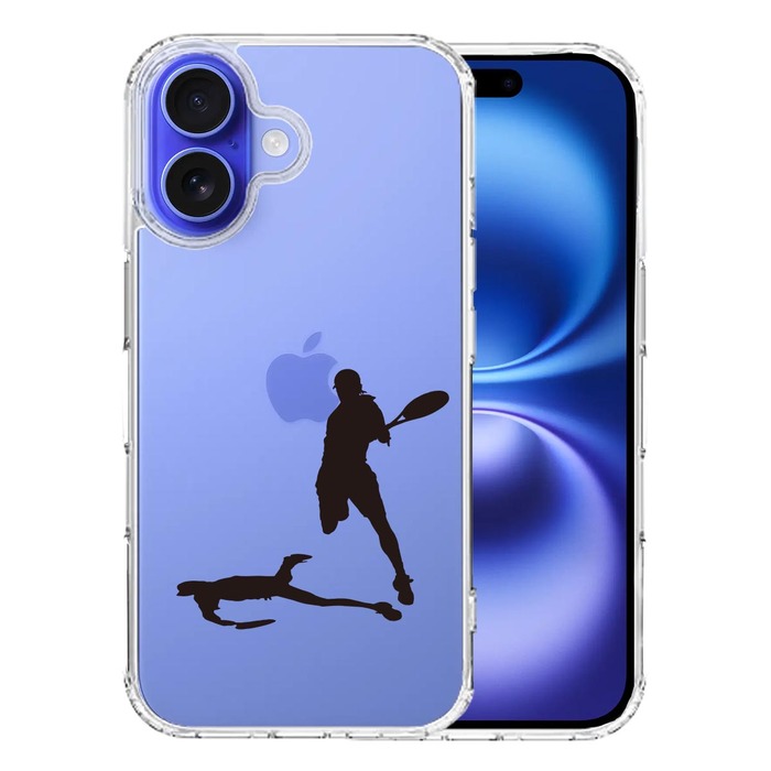 iPhone16 ケース クリア テニス スマッシュ スマホケース 側面ソフト 背面ハード ハイブリッド -0