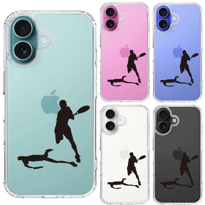 iPhone16 ケース クリア テニス スマッシュ スマホケース 側面ソフト 背面ハード ハイブリッド -1