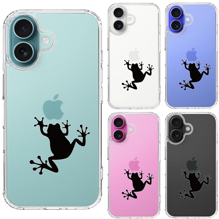 iPhone16 ケース クリア カエル 蛙 スマホケース 側面ソフト 背面ハード ハイブリッド -1
