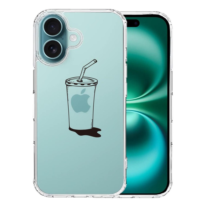 iPhone16 ケース クリア アップルジュース スマホケース 側面ソフト 背面ハード ハイブリッド -0
