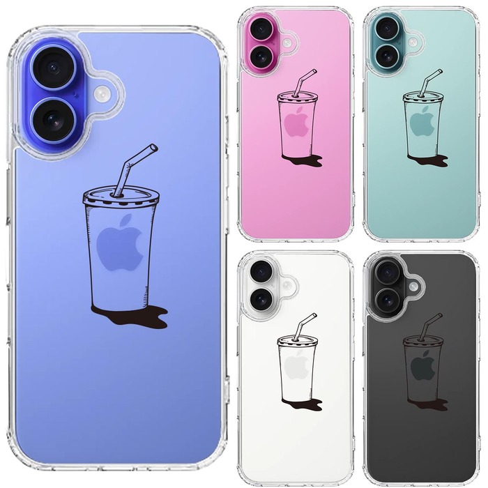 iPhone16 ケース クリア アップルジュース スマホケース 側面ソフト 背面ハード ハイブリッド -1