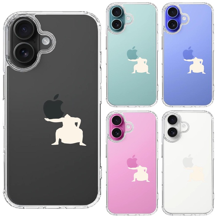 iPhone16 ケース クリア おすもうさん 土俵入り 白 スマホケース 側面ソフト 背面ハード ハイブリッド -1