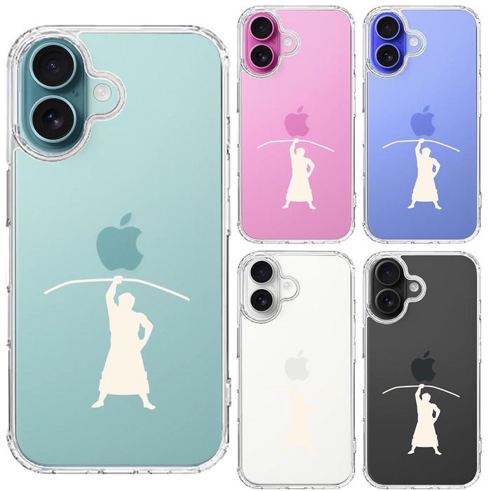 iPhone16 ケース クリア おすもうさん 相撲 弓取り ホワイト スマホケース 側面ソフト 背面ハード ハイブリッド -1