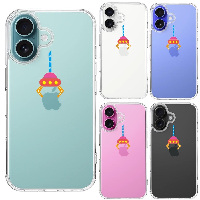 iPhone16 ケース クリア UFOキャッチャー りんご キャッチ