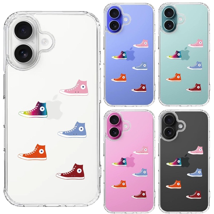 iPhone16 ケース クリア シェル スニーカー スマホケース 側面ソフト 背面ハード ハイブリッド -1