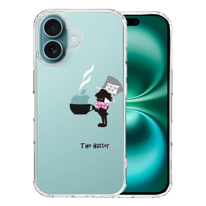 iPhone16 ケース クリア アリス 帽子屋 スマホケース 側面ソフト 背面ハード ハイブリッド -0