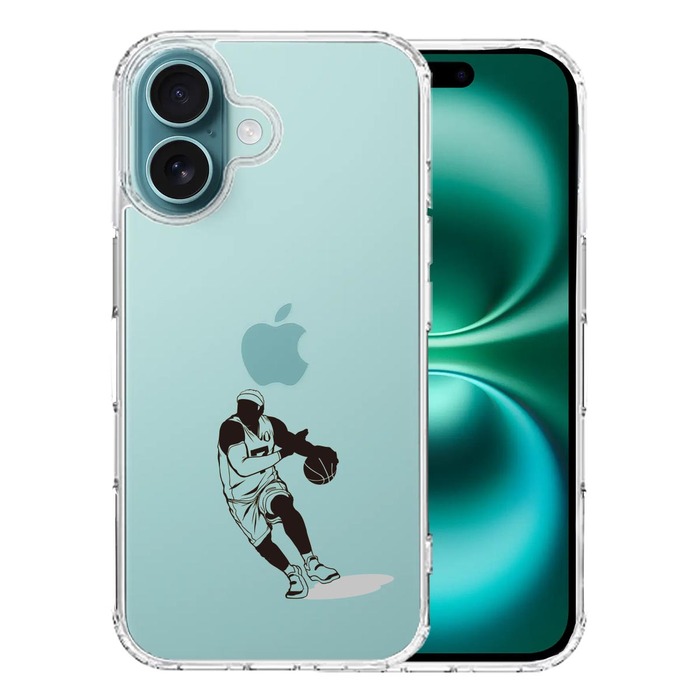 iPhone16 ケース クリア バスケットボール ドリブル 2 スマホケース 側面ソフト 背面ハード ハイブリッド -0