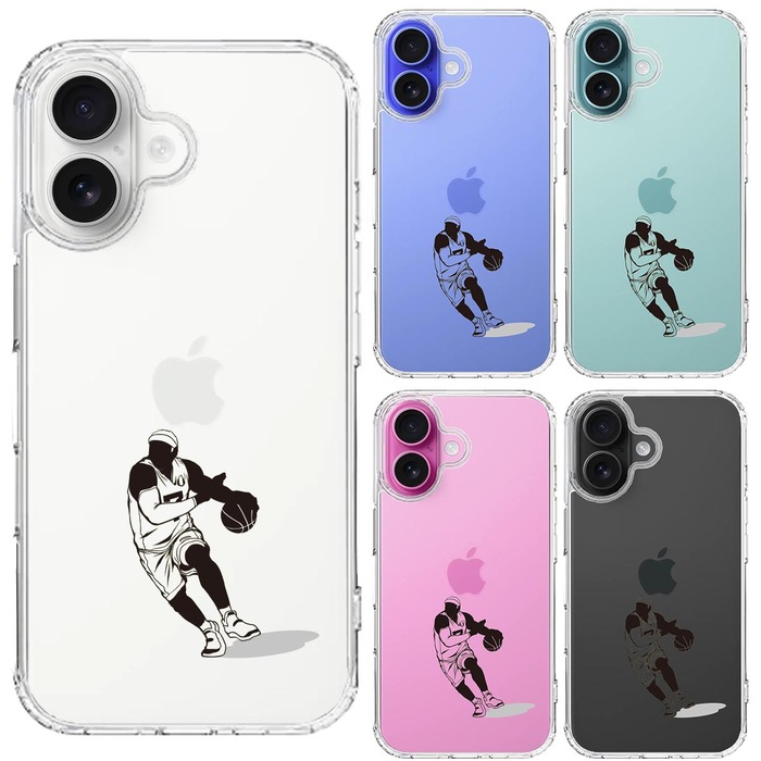 iPhone16 ケース クリア バスケットボール ドリブル 2 スマホケース 側面ソフト 背面ハード ハイブリッド -1