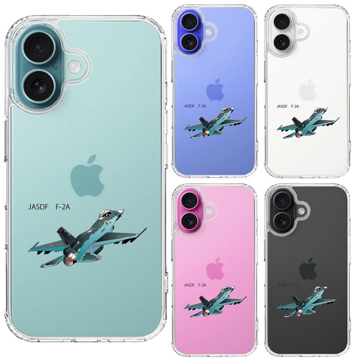 iPhone16 ケース クリア 航空自衛隊 JASDF F-2A 戦闘機 スマホケース 側面ソフト 背面ハード ハイブリッド -1