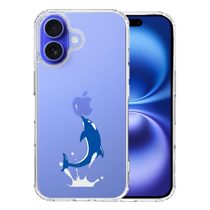 iPhone16 ケース クリア ドルフィン イルカ スマホケース 側面ソフト 背面ハード ハイブリッド -0