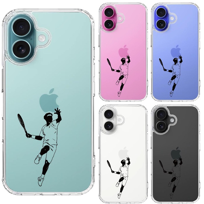iPhone16 ケース クリア テニス スマホケース 側面ソフト 背面ハード ハイブリッド -1