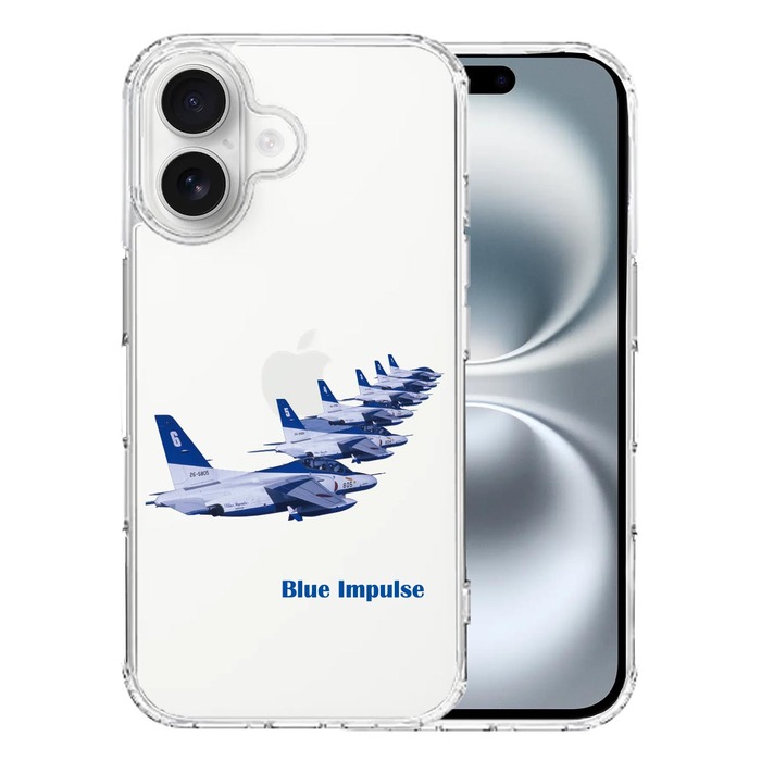 iPhone16 ケース クリア シェル ブルーインパルス T-4 スマホケース 側面ソフト 背面ハード ハイブリッド -0