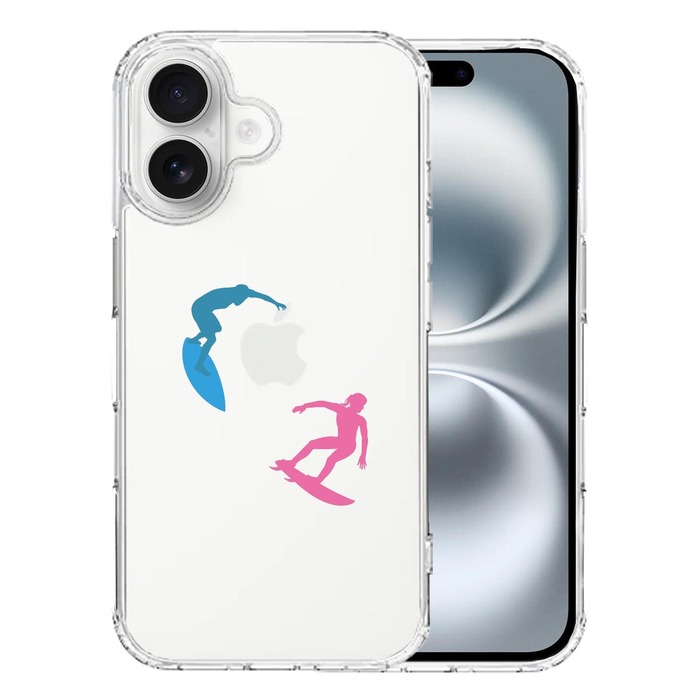 iPhone16 ケース クリア サーファー スマホケース 側面ソフト 背面ハード ハイブリッド -0