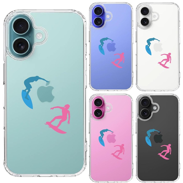 iPhone16 ケース クリア サーファー スマホケース 側面ソフト 背面ハード ハイブリッド -1
