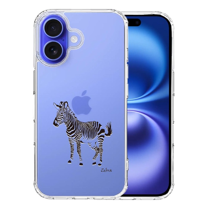 iPhone16 ケース クリア シマウマ ゼブラ ZEBRA 2 スマホケース 側面ソフト 背面ハード ハイブリッド -0