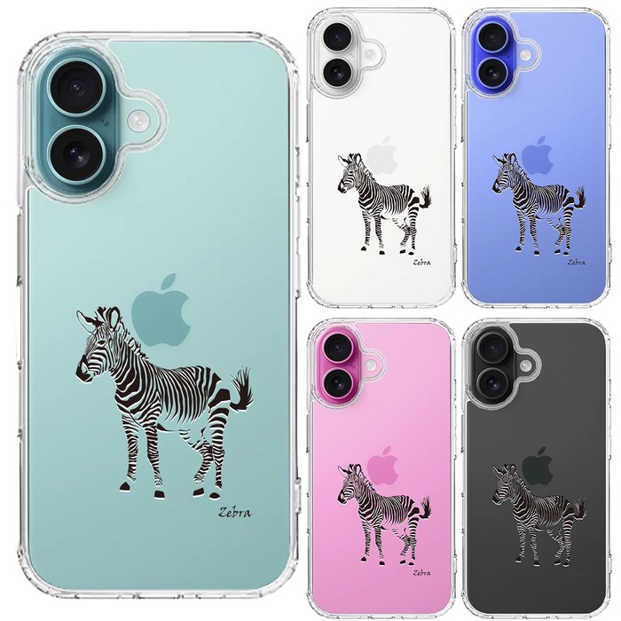 iPhone16 ケース クリア シマウマ ゼブラ ZEBRA 2 スマホケース 側面ソフト 背面ハード ハイブリッド -1