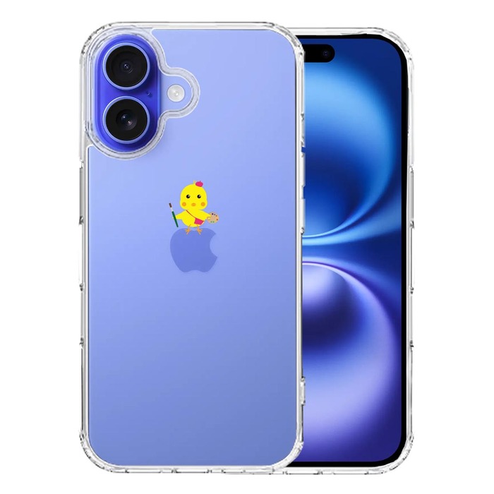 iPhone16 ケース クリア ひよこ 雛 絵描き 画伯 スマホケース 側面ソフト 背面ハード ハイブリッド -0