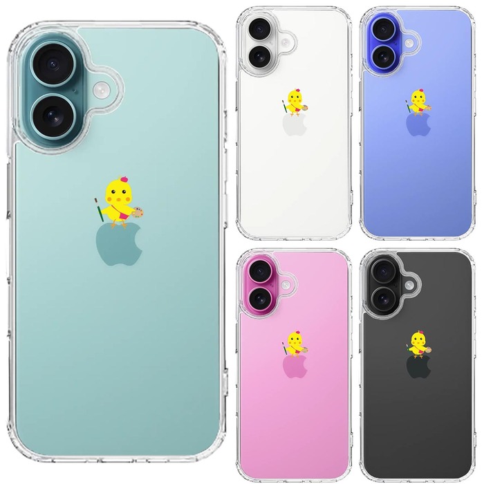 iPhone16 ケース クリア ひよこ 雛 絵描き 画伯 スマホケース 側面ソフト 背面ハード ハイブリッド -1
