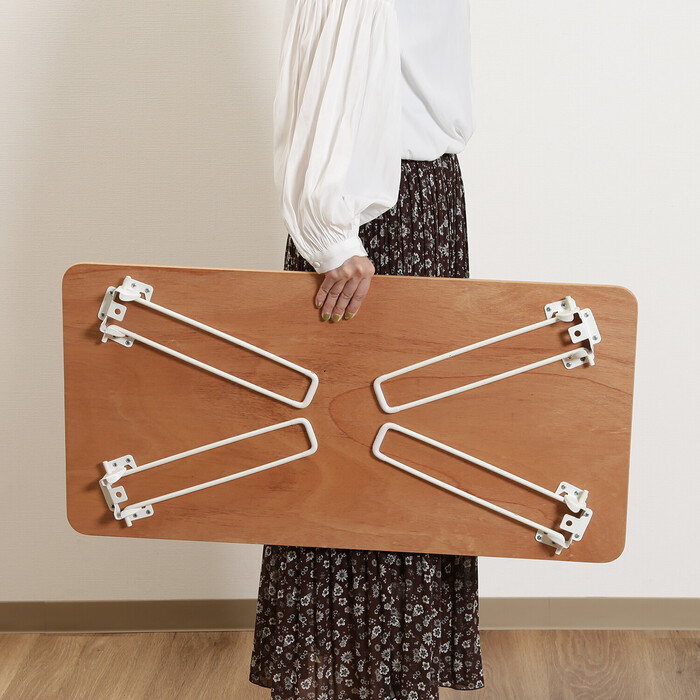 突板 折りたたみローテーブル ライン 80×40cm-5