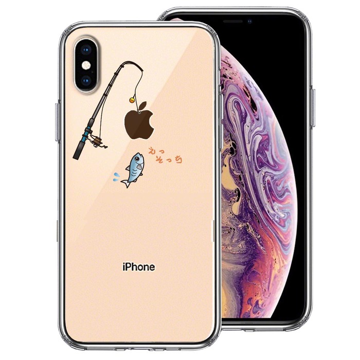 iPhoneX case iPhoneXS case clear fish fishing fishing rod smartphone case side soft the back side hard hybrid -0