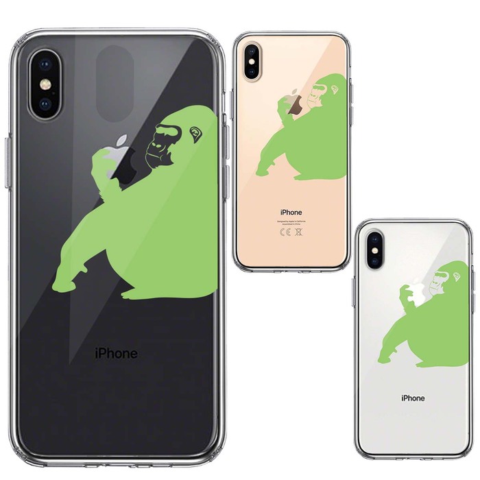 iPhoneX case iPhoneXS case clear Gorilla light green light green smartphone case side soft the back side hard hybrid -1