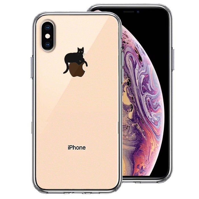 iPhoneX case iPhoneXS case clear cat apple pechipechi smartphone case side soft the back side hard hybrid -0