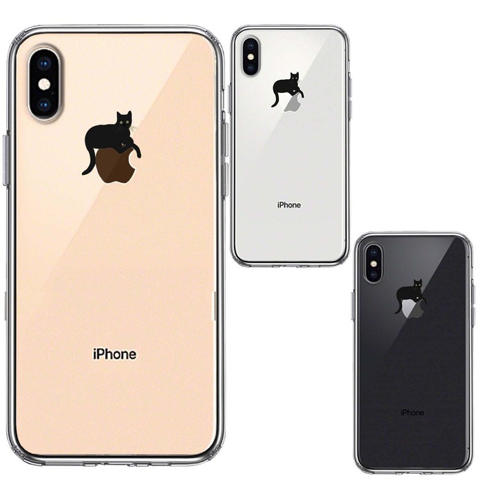 iPhoneX case iPhoneXS case clear cat apple pechipechi smartphone case side soft the back side hard hybrid -1