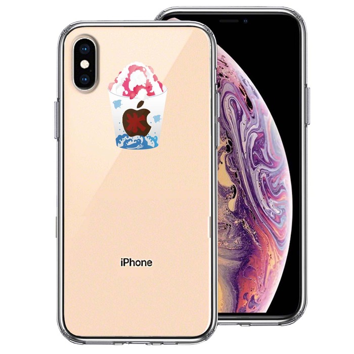 iPhoneX case iPhoneXS case clear snow cone kakigori strawberry milk smartphone case side soft the back side hard hybrid -0