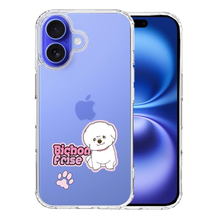 iPhone16 ケース クリア ビションフリーゼ スマホケース 側面ソフト 背面ハード ハイブリッド -0