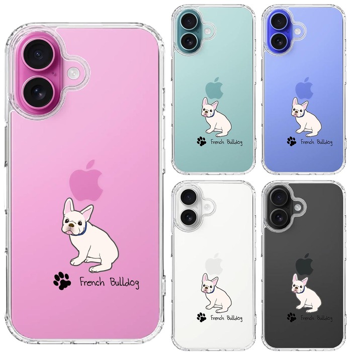 iPhone16 ケース クリア フレンチブルドック 2 スマホケース 側面ソフト 背面ハード ハイブリッド -1