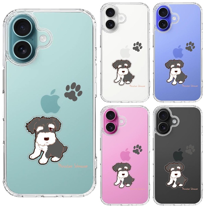 iPhone16 ケース クリア シュナウザー 1 スマホケース 側面ソフト 背面ハード ハイブリッド -1