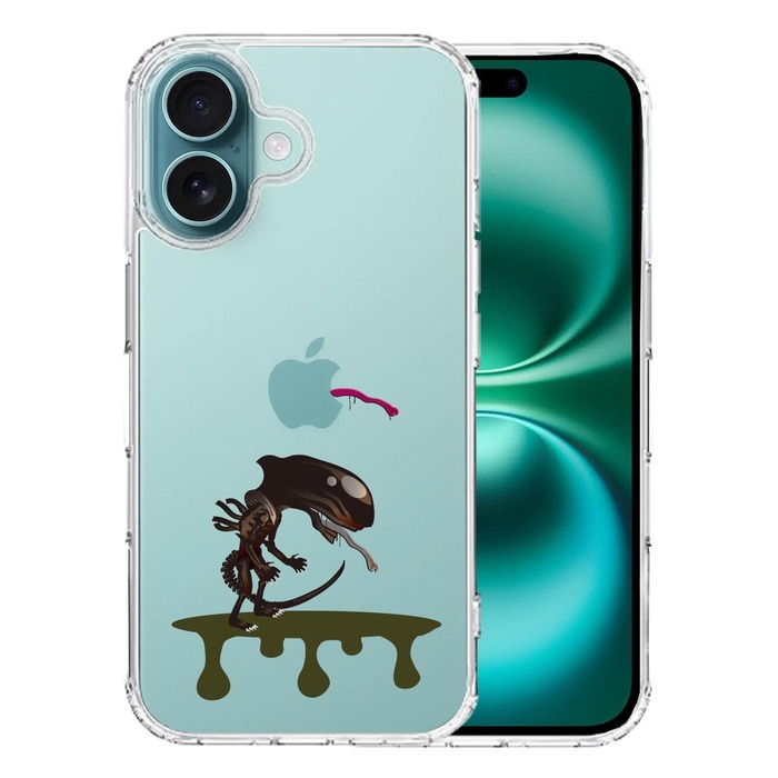 iPhone16 ケース クリア 地球外生命体 スマホケース 側面ソフト 背面ハード ハイブリッド -0