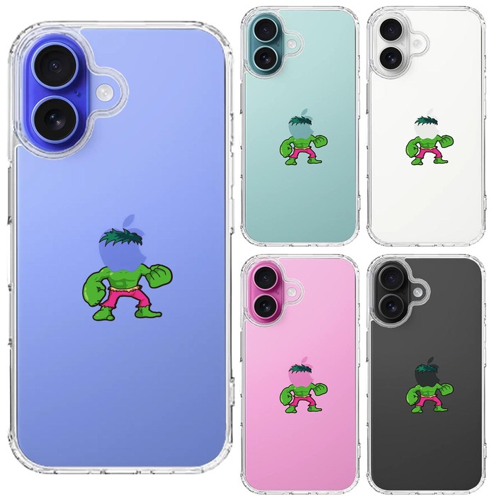 iPhone16 ケース クリア 映画パロディ 超人 スマホケース 側面ソフト 背面ハード ハイブリッド -1