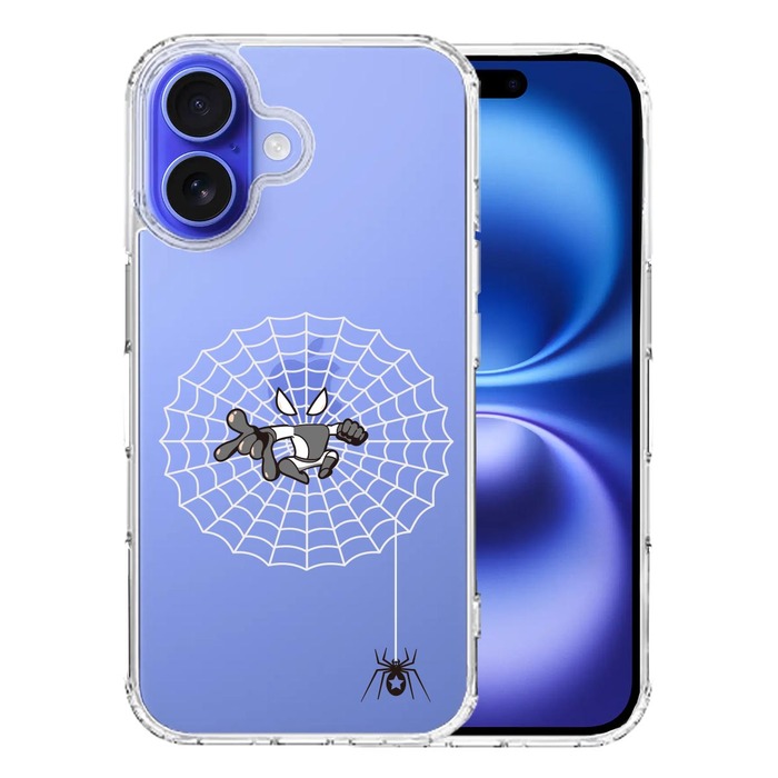 iPhone16 ケース クリア 映画パロディ 蜘蛛男 スマホケース 側面ソフト 背面ハード ハイブリッド -0