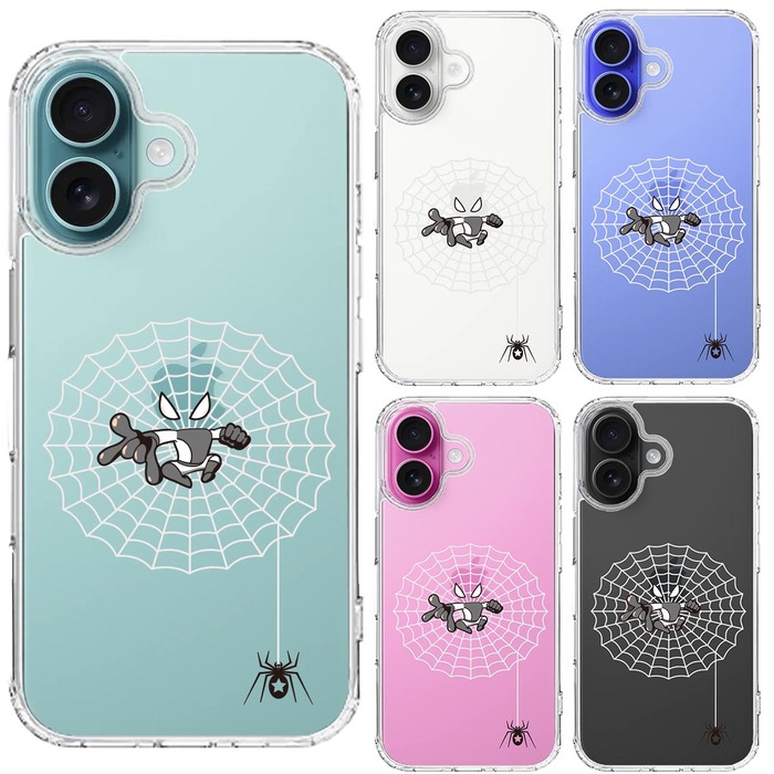 iPhone16 ケース クリア 映画パロディ 蜘蛛男 スマホケース 側面ソフト 背面ハード ハイブリッド -1